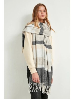 Siyah Desenli Atkı Omuz Şalı 69x200 Cm 1105