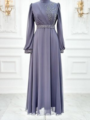 Derya Şifon Abiye Elbise Antrasit