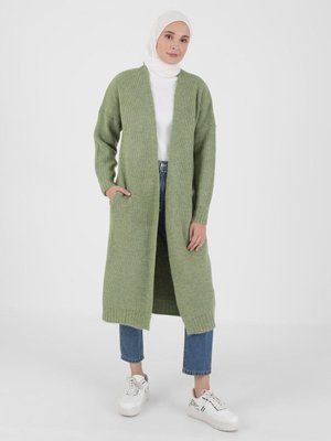 Gizli Cepli Triko Hırka Çağla Yeşili