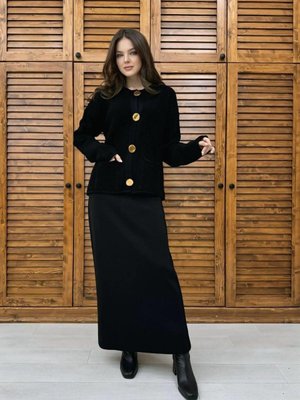 Premium Kalite Gold Düğme Detaylı Zr Model Tasarım Etek Ceket Triko Takım