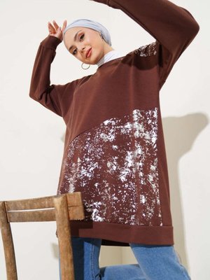 Kahverengi Varak Detaylı Tunik Kahverengi Varak Detaylı Tunik