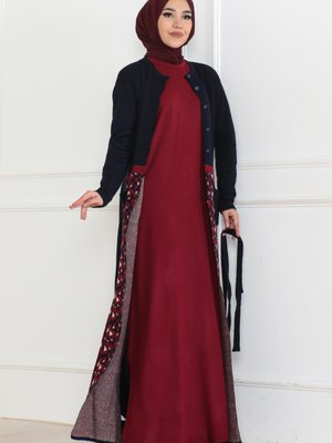 Lacivert Cep Detaylı Triko Kombin