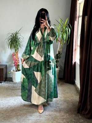 Tesettür Yeni Sezon Yeşil Elbise