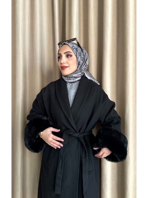 Kolu Kürklü Uzun Kaban Siyah