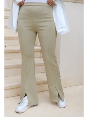 Ön Yırtmaçlı Scuba Pantolon Mint Yeşil