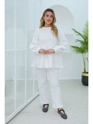 Ekru Kuplu Geniş Form Takım