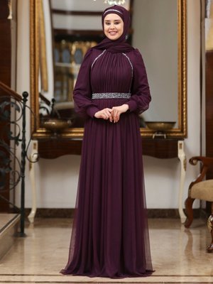 Mor Abiye Elbise