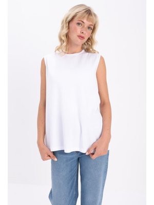 Shirt Beyaz Bisiklet Yaka Kolsuz Pamuklu T Shirt Beyaz Bisiklet Yaka Kolsuz Pamuklu T