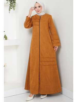 Taba Asimetrik Nervür Detaylı Süet Ferace Taba Asimetrik Nervür Detaylı Süet Ferace