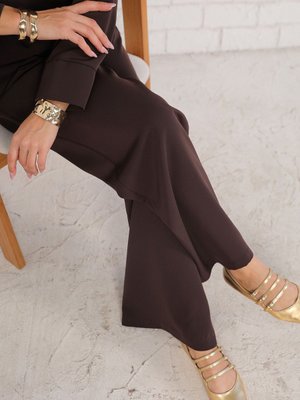 Kahverengi Krep Bol Pantolon