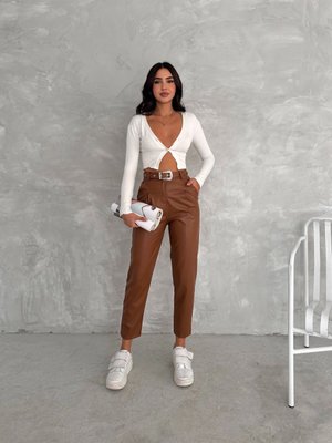 Kemerli Pantolon Suni Pantolon/ Kadın Deri Pantolon