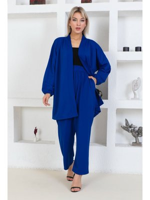 Büyük Beden Krep Pantolon Saks Büyük Beden Krep Pantolon Saks