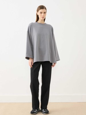 Dikiş Detaylı Yırtmaçlı Sweatshırt Gri