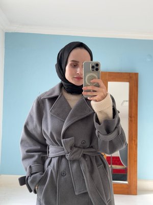 Antrasit Dokulu Uzun Kaşe Kaban