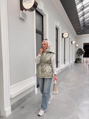 Haki Şişme Varaklı Yelek