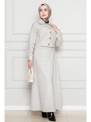 Krem Simli Tüvit Kumaş İkili Takım