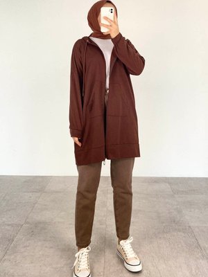 Cepli Fermuarlı Hırka Acı Kahve