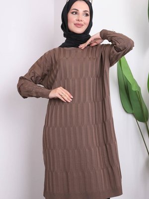 Koyuv Vizon Soğuk İplik Merserize Triko Tunik Koyuv Vizon Soğuk İplik Merserize Triko Tunik