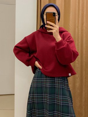 Iplik Kapüşonlu Crop