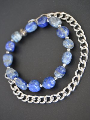 Çok Renkli Lapis Lazuli Taşlı İkili Bileklik