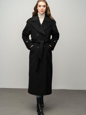 Düşük Kol Apolet Detaylı Kruvaze Oversize Kaban Siyah