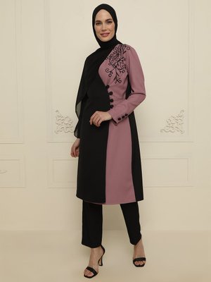Gül Kurusu Ayşe Melek Tasarım Tunik & Pantolon İkili Abiye Takım