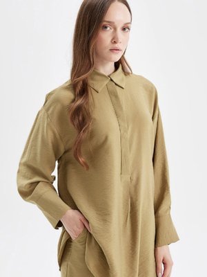 Relax Fit Yaka Dokuma Uzun Kollu Gömlek Tunik D2609ax24au