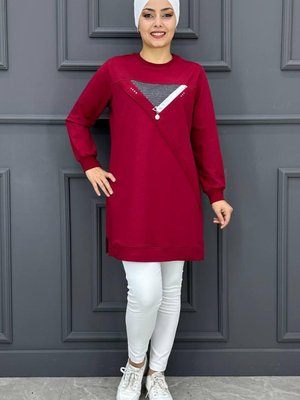 Taş Ve Aksesuar Detaylı Tunik Bordo