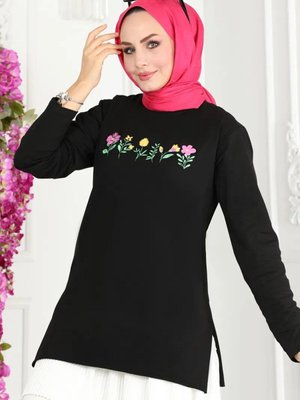 Çiçek Baskılı Penye Tunik