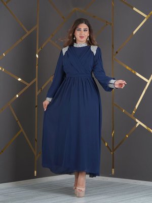 Şifon Tasarım Taş Aksesuarlı Abiye Elbise Şifon Tasarım Taş Aksesuarlı Abiye Elbise