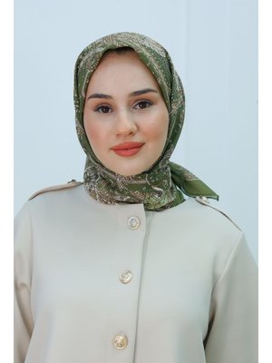 Etnik Desen Soft Eşarp Çimen Yeşil