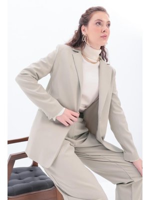 Bej Astarlı Blazer Ceket