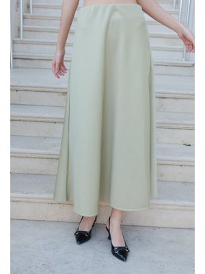 Beli Lastikli Scuba Etek Fıstık Yeşil Beli Lastikli Scuba Etek Fıstık Yeşil