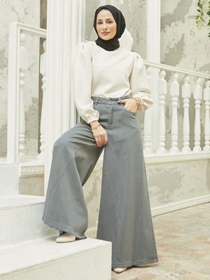 Denim Pantolon Etek Gri