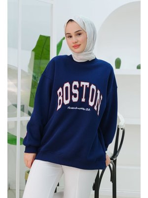 Lacivert Boston Baskılı Sweat Lacivert Boston Baskılı Sweat