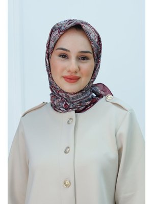 Bordo Etnik Desen Soft Eşarp