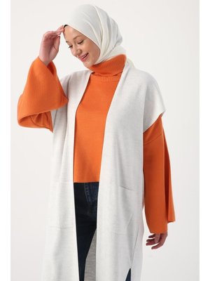 Cepli Uzun Triko Yelek Ç.a. Gri Melanj