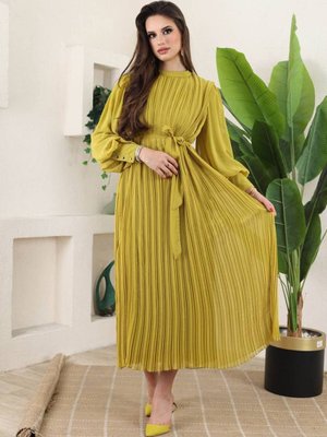 Şifon Astarlı Piliseli Elbise