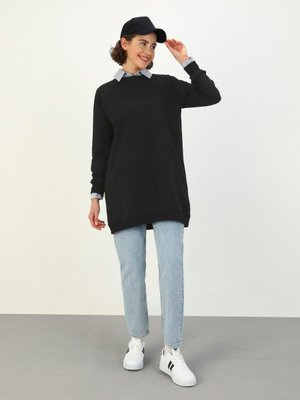 Pamuklu Bisiklet Yaka Sweatshirt Siyah Benin Pamuklu Bisiklet Yaka Sweatshirt Siyah Benin