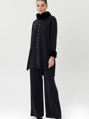 Kürk Detaylı Beyoğlu Taş İşlemeli Takım