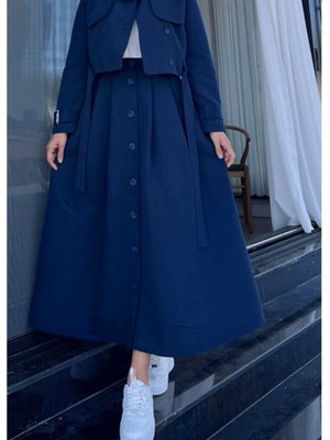 İkili Trenç Ceket Etek Takım