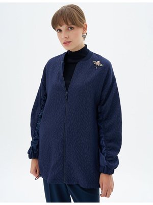 Garnili Soyut Desen Ceket Koyu Lacivert