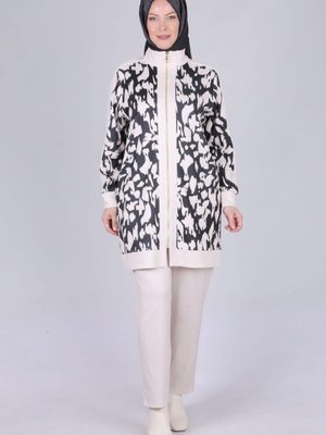 Büyük Beden Emprime Pantolonlu Takım Siyah Bej Büyük Beden Emprime Pantolonlu Takım Siyah Bej