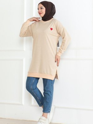 Kadın Kalp Nakışlı Tunik
