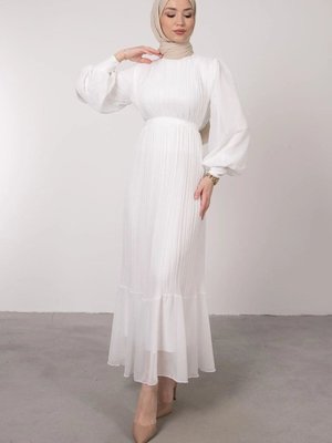 Piliseli Şifon Elbise