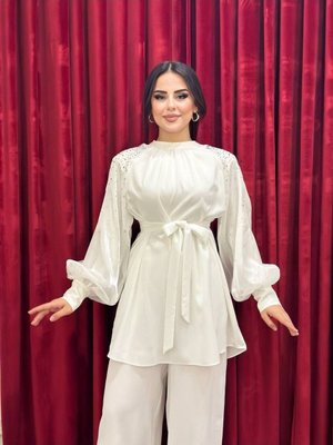 Taş Kolu Organze Gömlek