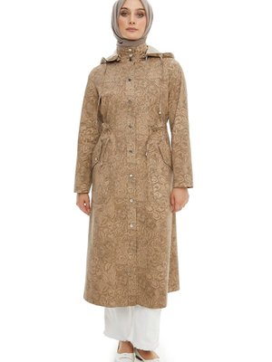 Vizon Belden Ayarlanabilir Çıkarılabilir Kapüşonlu Desenli Kap