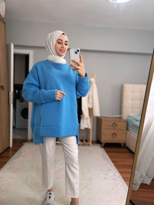 Üç İplik Polar Yırtmaçlı Sweat