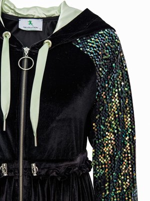 Yeşil Pul Payet Kadife Eşofman Takımı