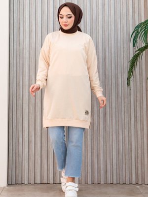 Bej Armalı Uzun Vorteks Tunik
